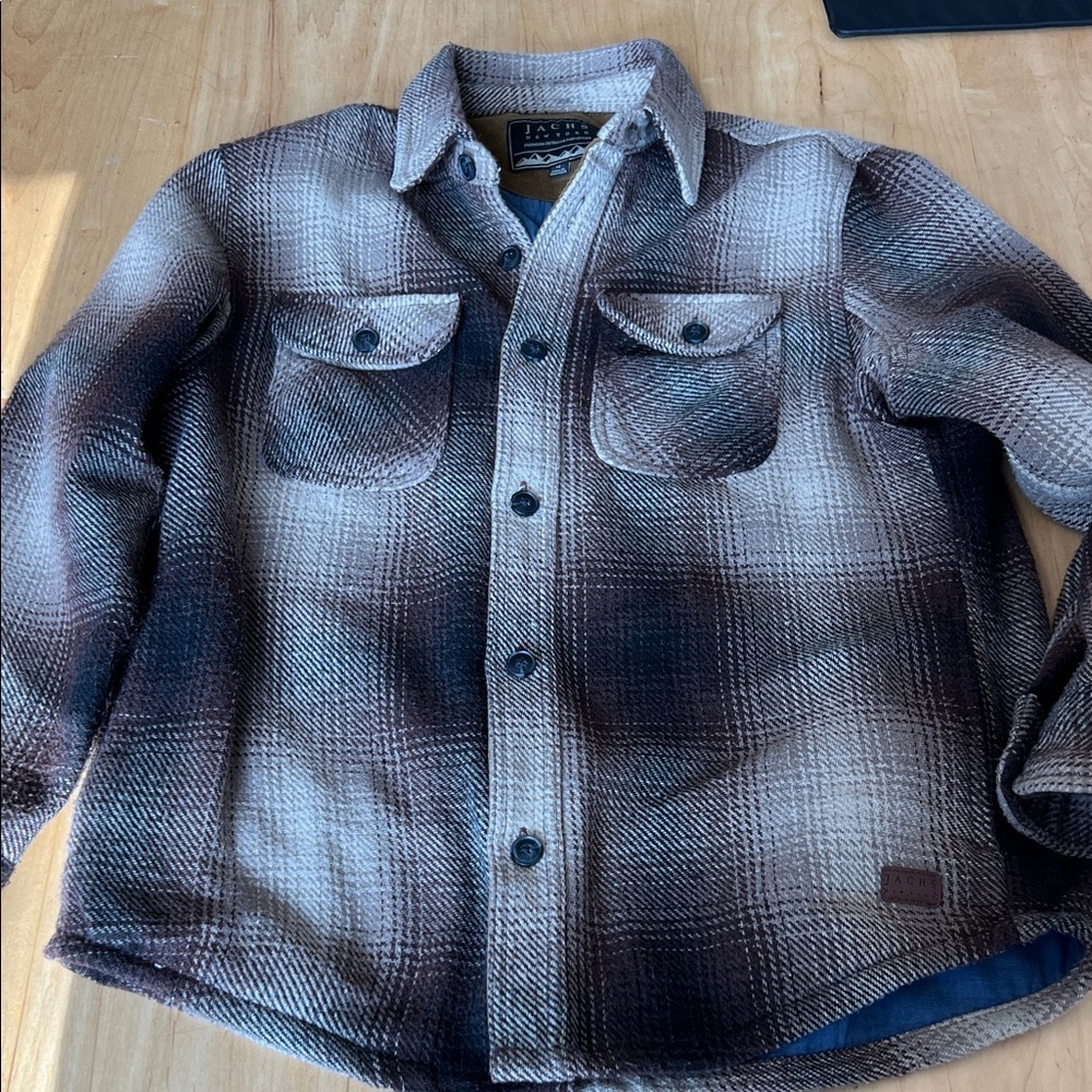 Jachs Men's Brown  Plaid Shirt Jacket